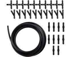 Dailygoods- Ruitensproeierventiel 400 cm - Reparatieset - Slang - 30 Stuks Aansluitstukken - Rubber/ABS - Eenvoudig te installeren - Ruitensproeier