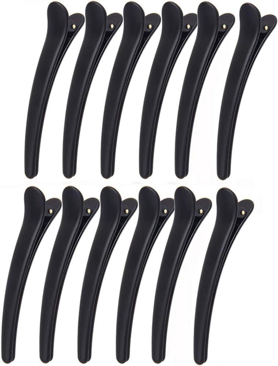 Haarclips Krokodil - Haarspelden Set - Haarstyling Knippen - Professionele Kwaliteit - 12 Stuks - Zwart — afbeelding 1