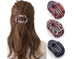 Platte haarspelden - Klaauwspelden - Haar stylen - Antislip grip - 3 stuks - Zwart