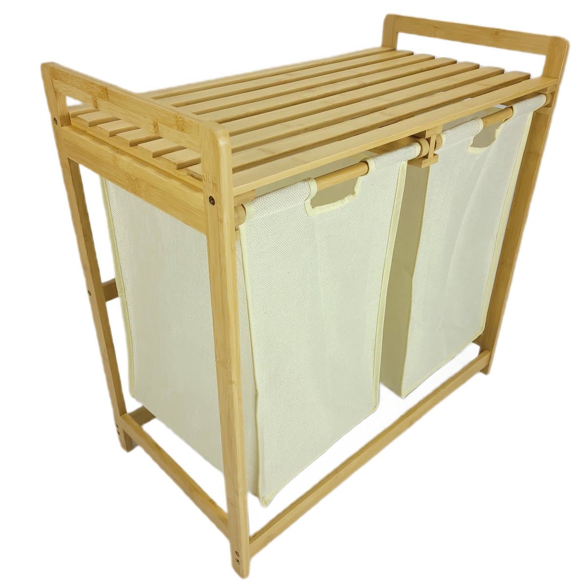 BEGRYF - Wassorteerder - bamboe - 2 vakken - beige - 70x35x68 cm — afbeelding 1