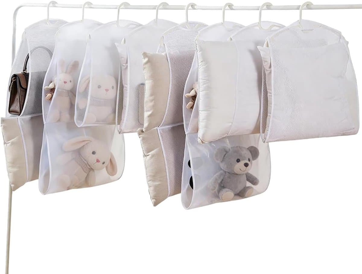 Kussen Droogzak - 8 Stuks - Draagbaar Wasrek - Kussen Droognet - Waszakken voor Kussens & Knuffels - Hangend Droogrek - Multifunctionele Hangende Opbergtas - Droogrekken voor Poppen van Speelgoed, Kussens, Handdoeken - 4x Enkel & 4x Dubbel - SOLLBRY® — afbeelding 1