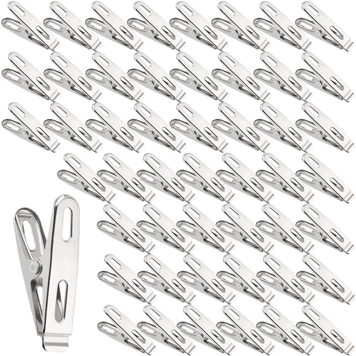 Sterke Grote Wasknijpers van RVS, Winddichte Klemmen voor Zware Kleding en Wasgoed (50 Stuks, 5 x 1,2 cm) — afbeelding 1