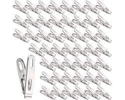 Sterke Grote Wasknijpers van RVS, Winddichte Klemmen voor Zware Kleding en Wasgoed (50 Stuks, 5 x 1,2 cm)