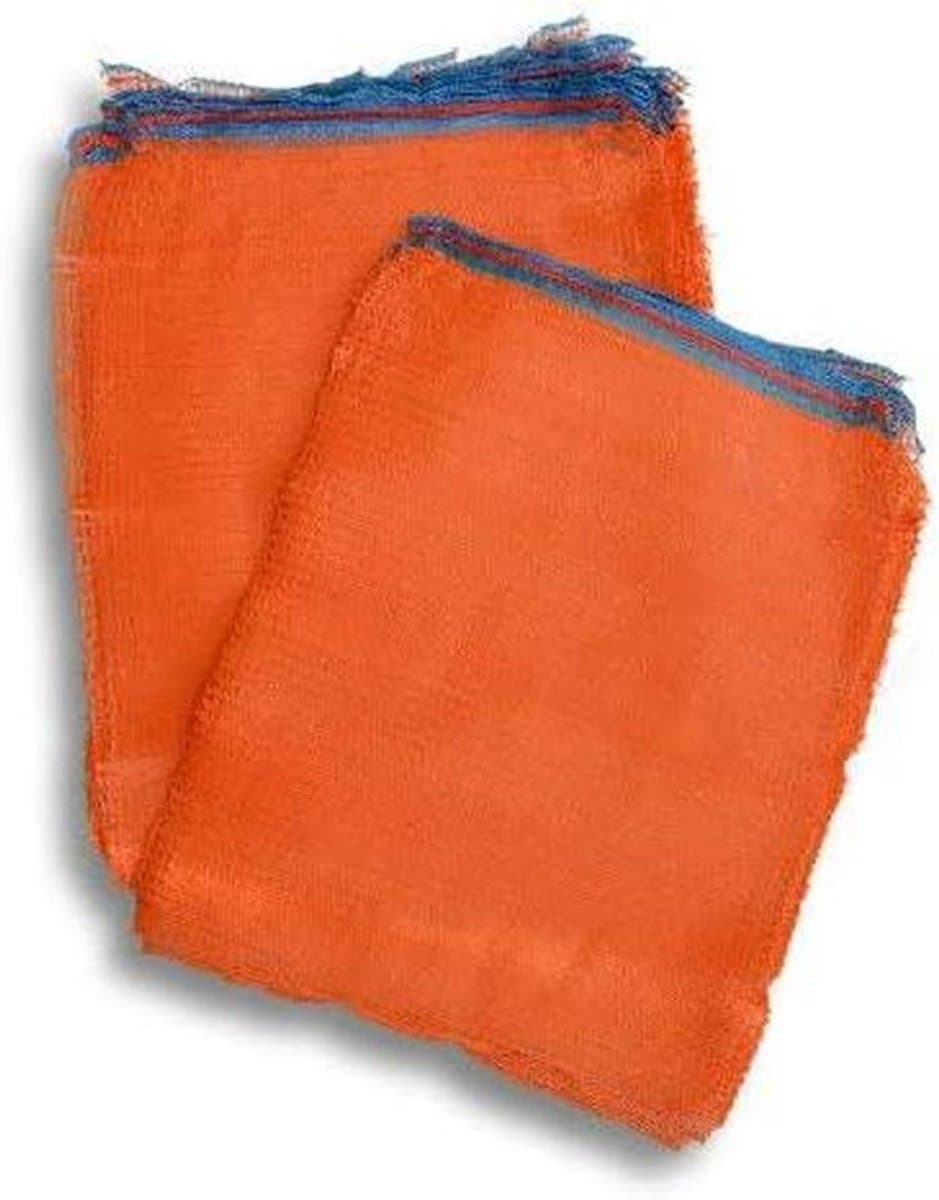 Groentezakken met trekkoord - Opbergzakken - Oogst bewaren - Ademend netweefsel - 100 stuks 34x47cm - Oranje — afbeelding 1