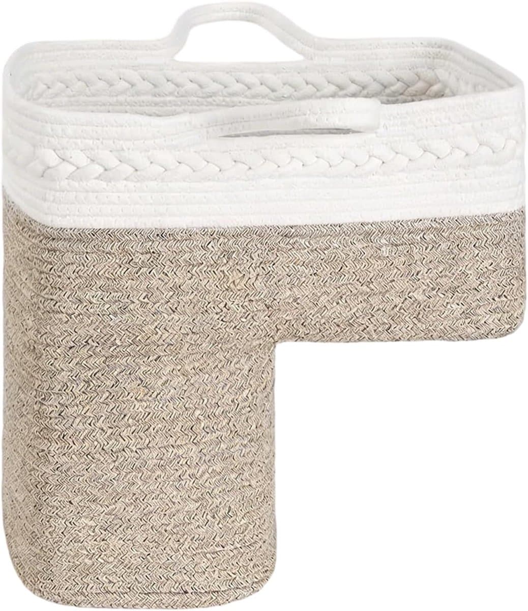 Houten Opbergmanden met Katoenen Touw - Stapelbare Wasmand Organizer - Multifunctionele Opbergbak voor Kleding, Speelgoed en Boeken - Ruimtebesparende Oplossing voor Hal, Slaapkamer en Appartement — afbeelding 1