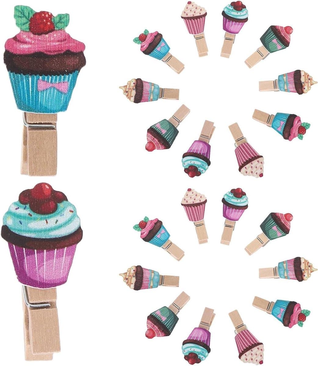 Mini Houten Clips - Decoratieve Knijpers - Foto's Ophangen - Ijssculptuur Design - 43 cm - Multicolor — afbeelding 1