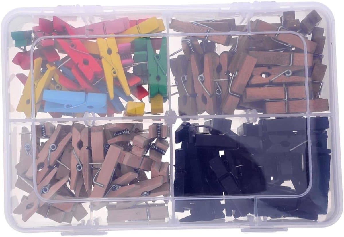 Houten Punaises - Klem Pinnen - Foto's Ophangen - Markering Vrij - 120 Stuks - Diverse Kleuren — afbeelding 1