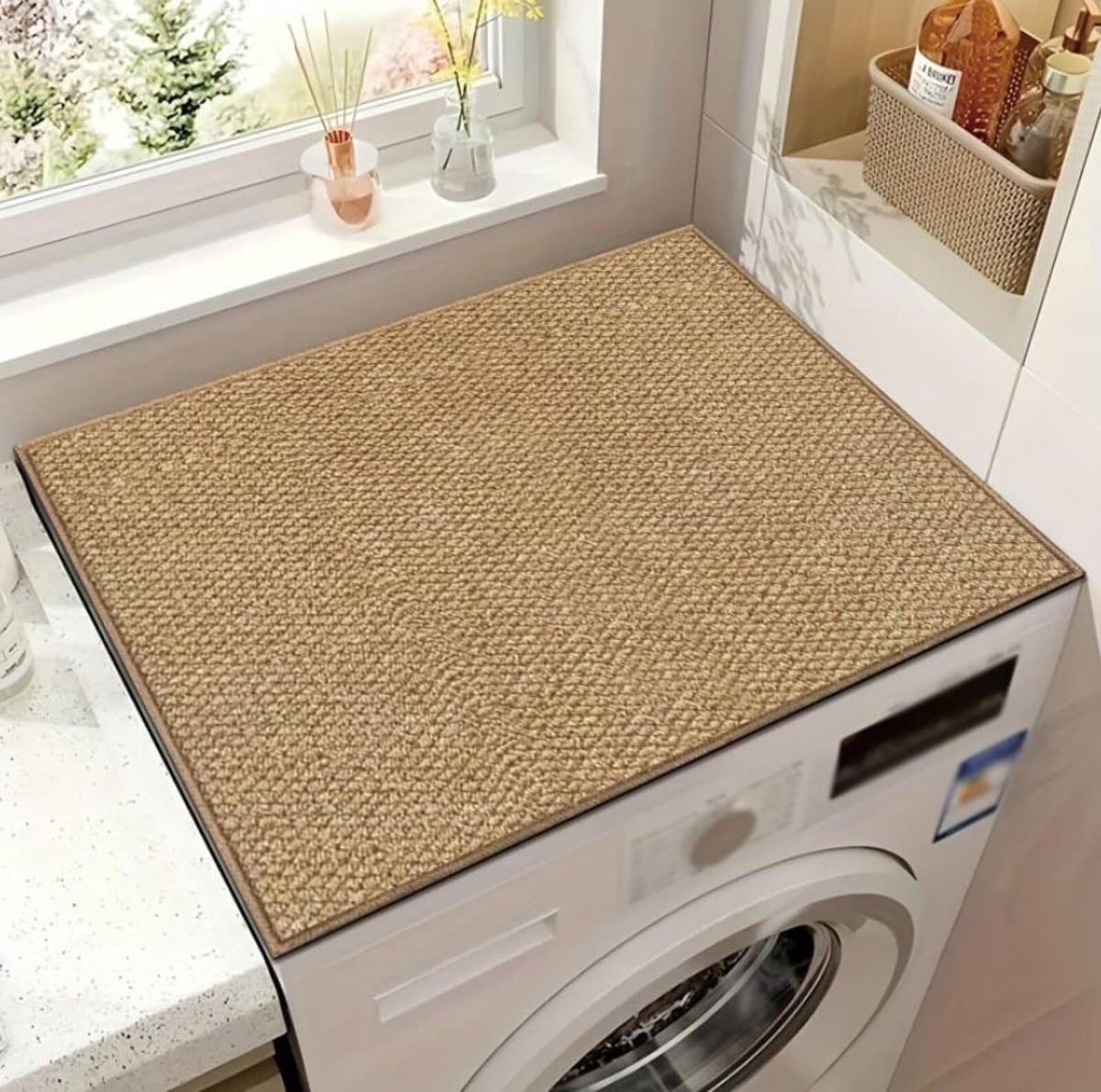 Wasmachine Beschermer - 60 x 60 cm - Wasmachine Droger Mat - Wasmachine Hoes - Afdekking Voor Wasmachine of Droger - Apparaten Beschermen - voor Wasmachine, Droger, Koelkast, Kleine Meubels - Bruin — afbeelding 1