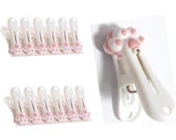 Wasknijpers Kattenklauw - Kledingklemmen Afdichtingsclips - Kleding Ophangen - Ultra-sterke Klemkracht - 12 stuks - Roze