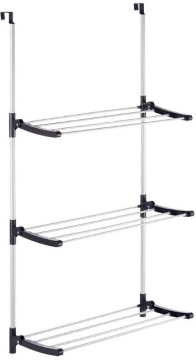 Kinvara droogrek - zilver/zwart - 12 x 7 x 61 cm - metaal/kunststof - wasrek - ophangbaar — afbeelding 1