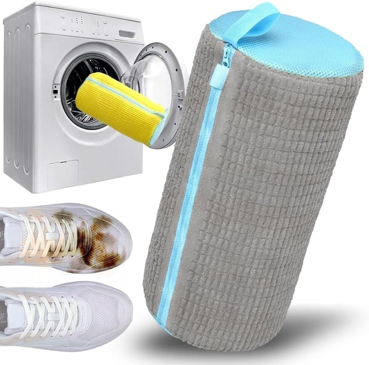 Waszak voor Schoenen met Rits - Herbruikbare Waszakken voor Sneakers, Geschikt voor de Wasmachine, Grijs, 1 Stuk — afbeelding 1