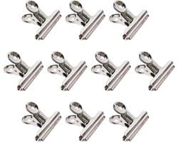 10 stuks Vershoudclips - voor afsluiten voedselzakken - 38MM Zilveren Metalen Clip Mappen - Kantoor Clips - Ronde Clips van Roestvrij Staal - Mappen - Vaste Paperclips - Voor Etiketten, Afbeeldingen, Documenten en Foto's