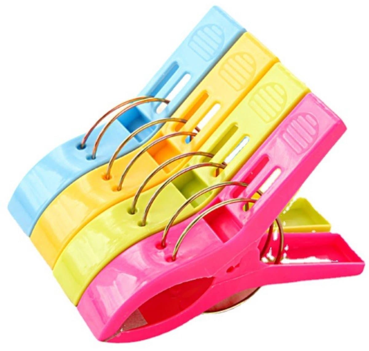 Grote knijpers - 12x stuks - gekleurd - 12 cm - plastic - Multifunctionele antislip wasknijper - Sterke wasknijper — afbeelding 1