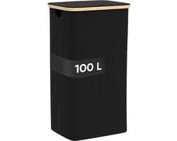 DARI. Wasmand 100L - Opvouwbare wasmand - Uitneembare waszak - Wassorteerder - Zwart