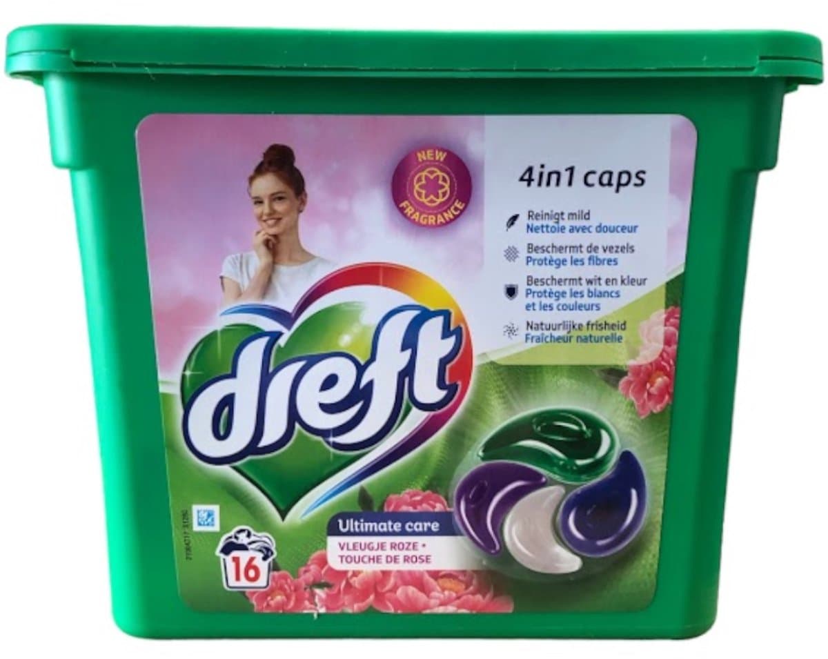 Dreft Ultimate Care 4in1 Caps Vleugje Rose - 6 x 16 caps — afbeelding 1