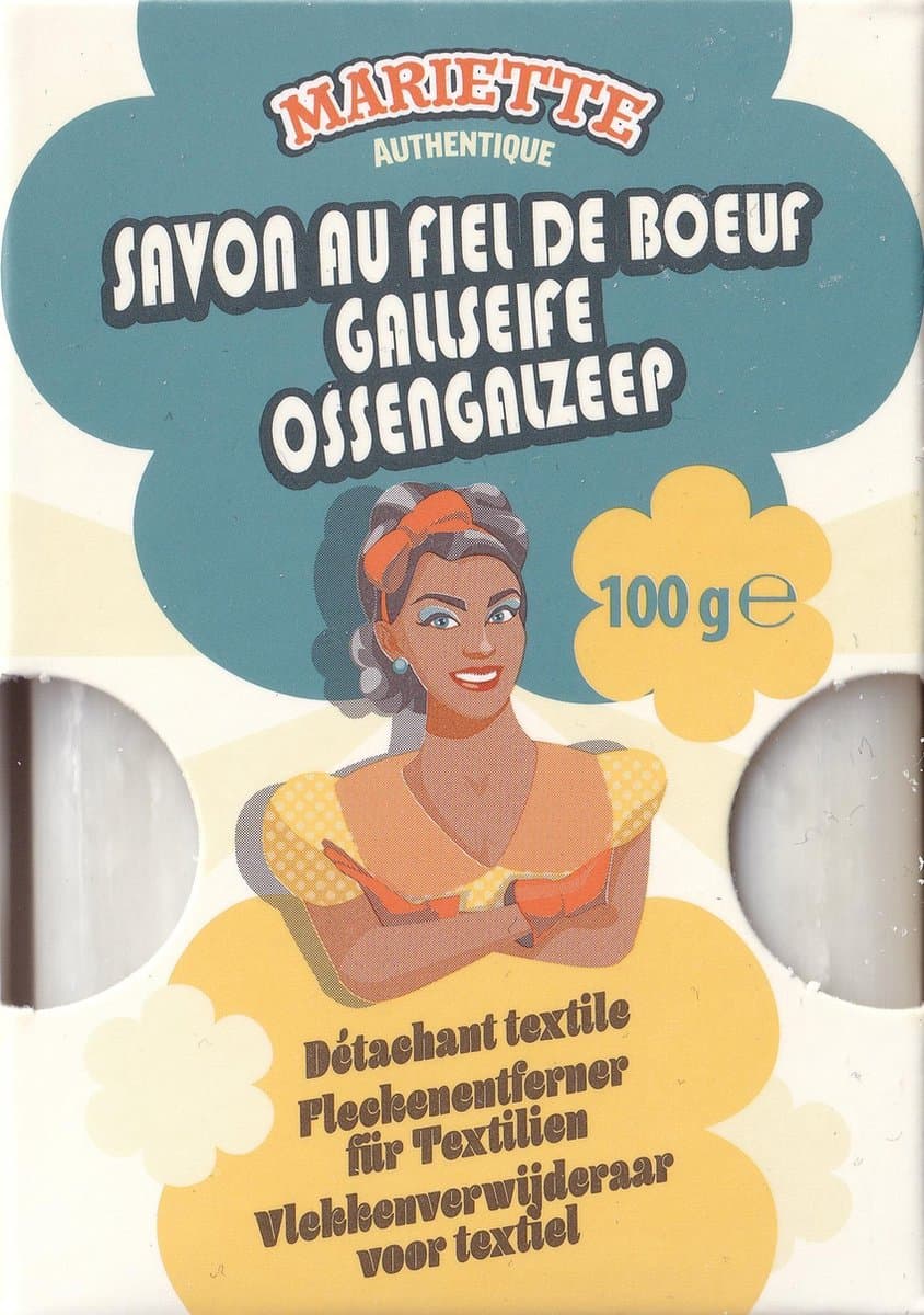 Authentieke ossengalzeep - Vlekkenverwijderaar voor textiel - 100g - Mariette - ossengalzeep 100 g, Mariette ossengalzeep, vlekkenverwijderaar textiel, natuurlijke vlekverwijderaar, voorbehandeling vlekken kleding — afbeelding 1