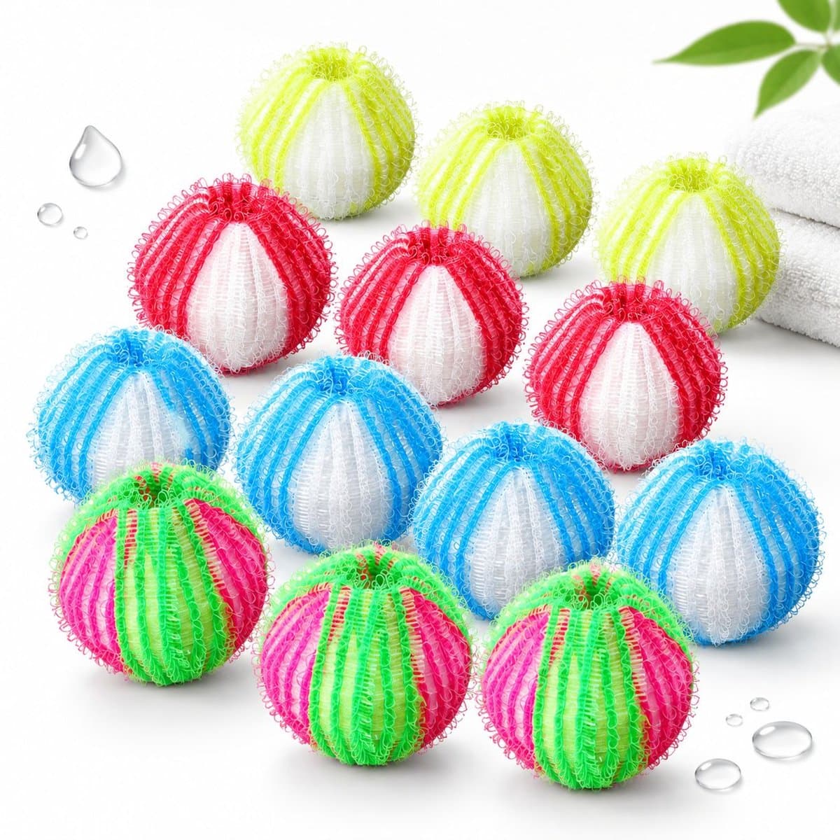VHV - 12 Stusk Wasballen - Wasbollen Voor Wasmachine - Herbruikbaar - Haarvanger Wasbollen - Anti Haar Droogballen - Wasballen Voor Wasmachine Anti Haar — afbeelding 1