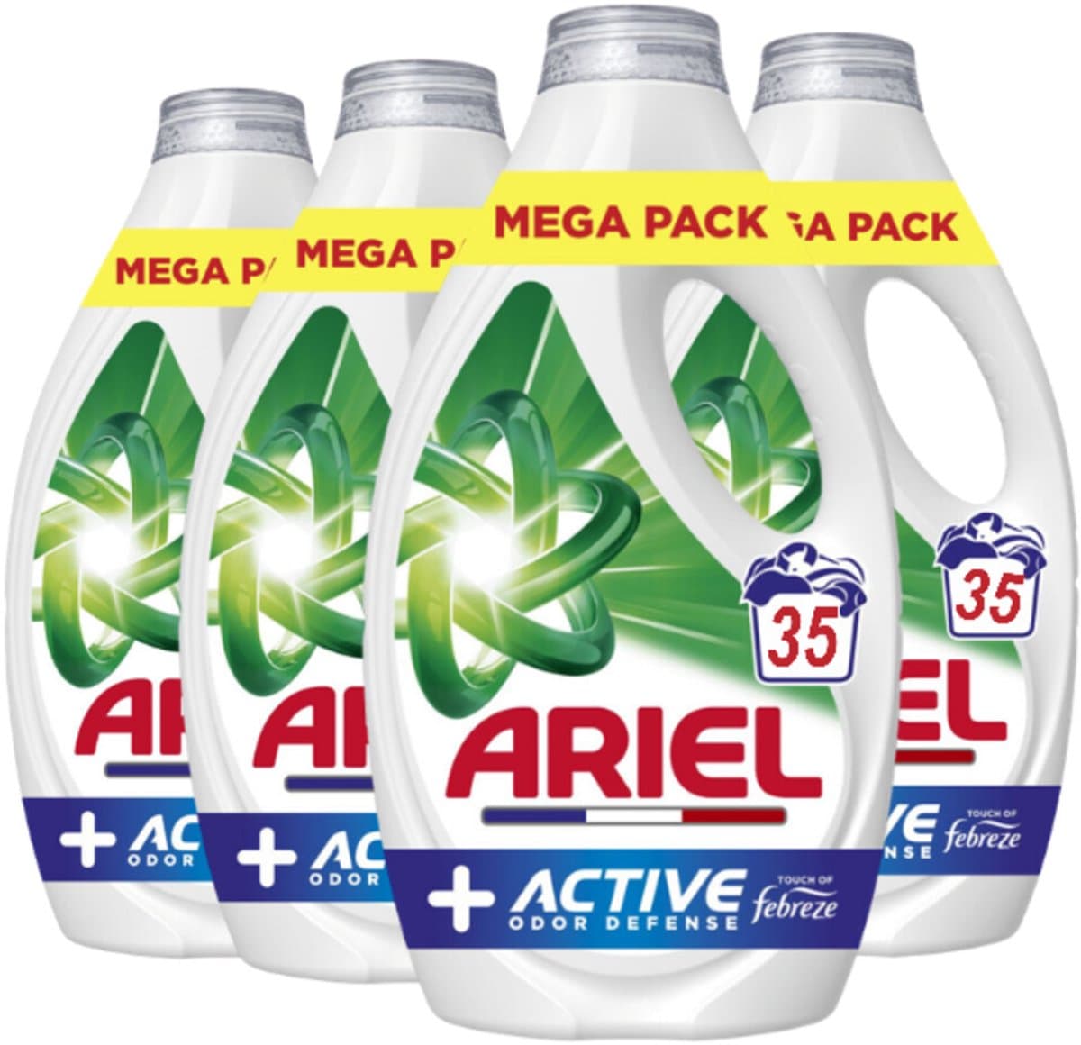 Ariel - Vloeibaar Wasmiddel Active + Odor Defense 35 Wasbeurten - 4 x 1575 ml - Voordeelverpakking — afbeelding 1