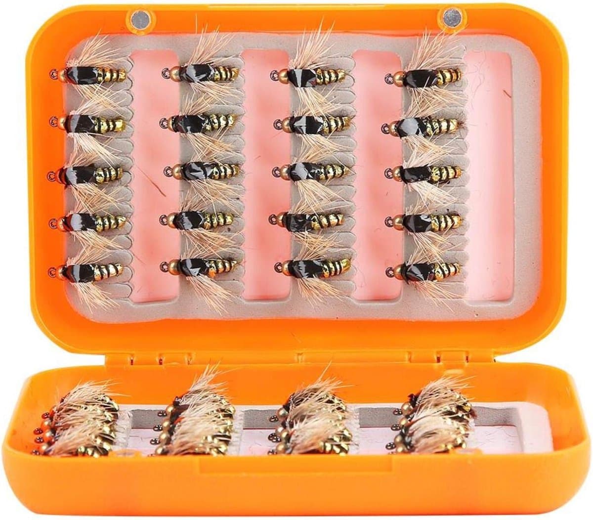 Fishing Forel Fly, 40 stuks levensechte vliegvissen Fly Trout Fly Lures Hook Fly Fishing Kit Box (Golden) — afbeelding 1