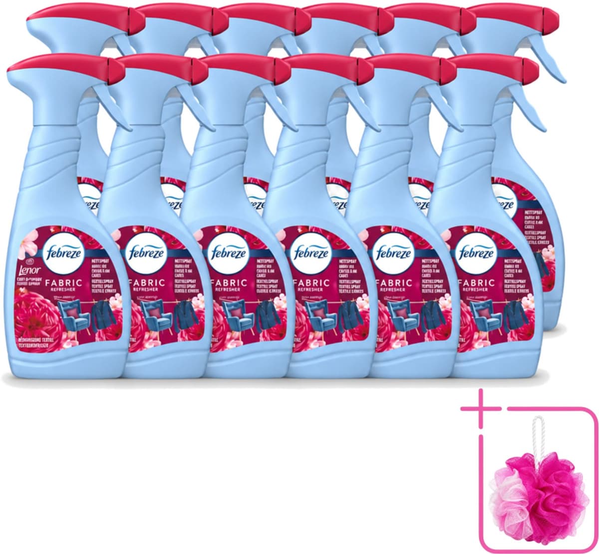 12 x Febreze – Textielspray – Robijn Jasmijn – 500 ml - Bulkverpakking - Textielverfrisser - Douchemop - Textielgeur — afbeelding 1
