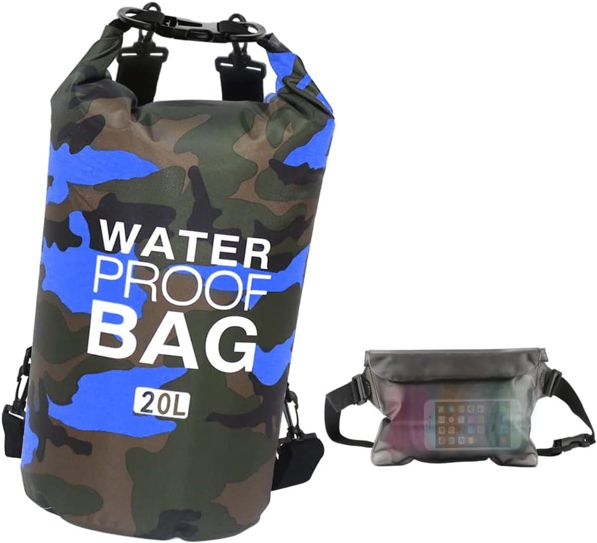 Pakzak, drijvende droogrugzak, strandtas, lichte droogzak voor strand, boottochten, vissen, kajakken, zwemmen, rafting, camping, 5 l, 10 l, 15 l, 20 l, 30 l — afbeelding 1