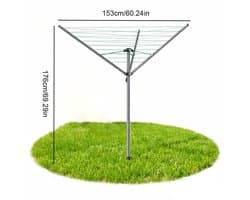 House Of Atelier - Droogmolen - Waslijn - Droogrek - Beschermhoes - Buitenwasrek - Waslijnmolen - Grondfitting - 30 cm - Zilver