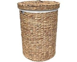 Lavandoux - Wasmand met Deksel - Waterhyacint - Naturel - M: Ø35 x H50 cm — afbeelding 1