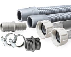 1,5m Dparts aanvoerslang en afvoerslang verlengset - 19 x 21 mm - 3/4" - wasmachine en vaatwasser afvoer en toevoer slang verlengen - waterslang verlengslang - wasmachineslang koppelstuk met slangklemmen