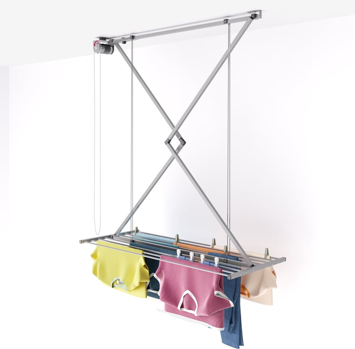 Foxydry Mini 128 cm plafond droogrek - handbediend - 9,6 m drooglengte - grijs — afbeelding 1