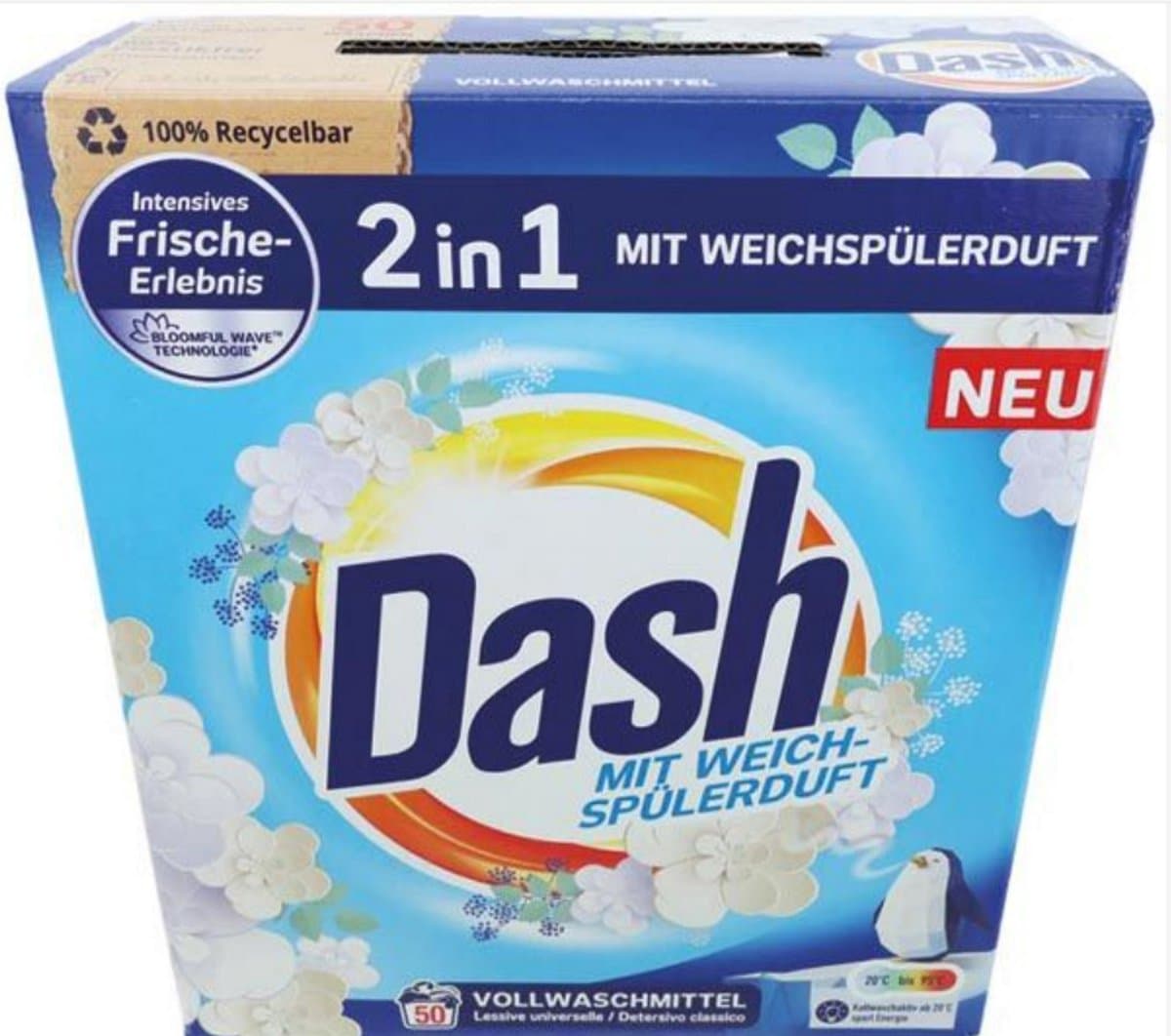 Dash 2in1 Wasmiddel & wasverzachter - Waspoeder - Frisheis - 50wb/3kg — afbeelding 1