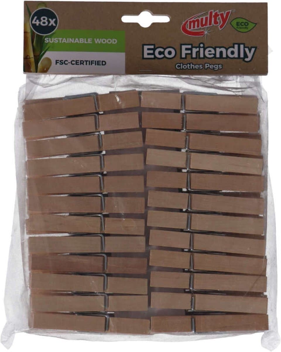 Multy houten wasknijpers - 48 stuks - hout - set van 48 — afbeelding 1