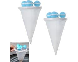 2-stuks Wasmachine pluizenfilter - Wasmachine filterzak - Wasmachine haarverzamelaar - Huisdierhaarverzamelaar - Drijvend ontwerp - Herbruikbaar - Vangt kledingresten op - Geschikt voor het reinigen van wasmachineresten - Blauw — afbeelding 1