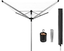 Brabantia Lift-O-Matic Advance Droogmolen - 60 m - met Metalen Grondanker - Beschermhoes en Wasknijpertasje - Metallic Grey — afbeelding 1
