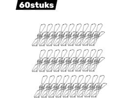 60stuks - Wasknijpers - Roestbestendig roestvrij staal - Vlieshouder - Winddichte clip - Geschikt voor waslijn, sterke grip Wasknijpers - Geschikt voor snackzakken, handdoeken, foto's, papieren, keuken, kantoor — afbeelding 1