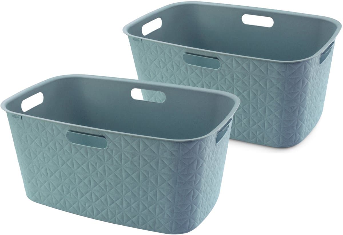 Curver Softex Wasmand - 45 liter - Set van 2 - 57x37x27cm - Blauw — afbeelding 1