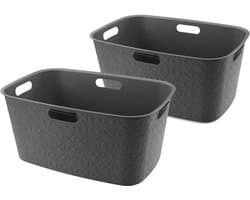 Curver Softex Wasmand - 45 liter - Set van 2 - 57x37x27cm - Antraciet — afbeelding 1