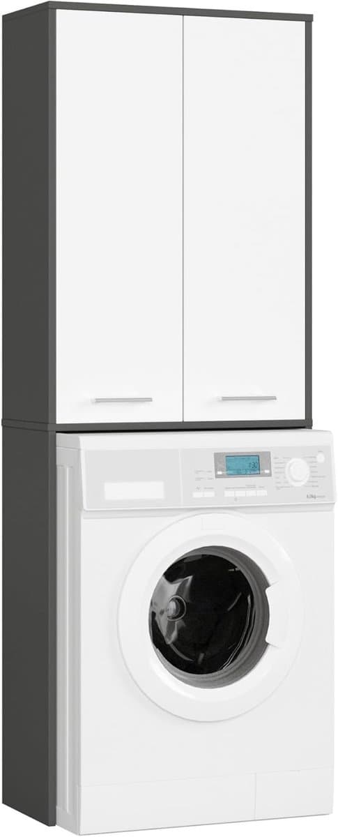 Was a machine kast met 2 deuren, 4 legplanken en opbergvak voor een stijlvolle badkamer — afbeelding 1