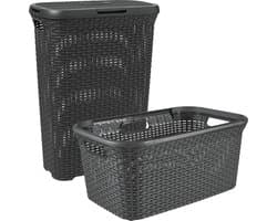 Curver Style Wasmand met Deksel 40L + Wasmand 45L - Antraciet — afbeelding 1