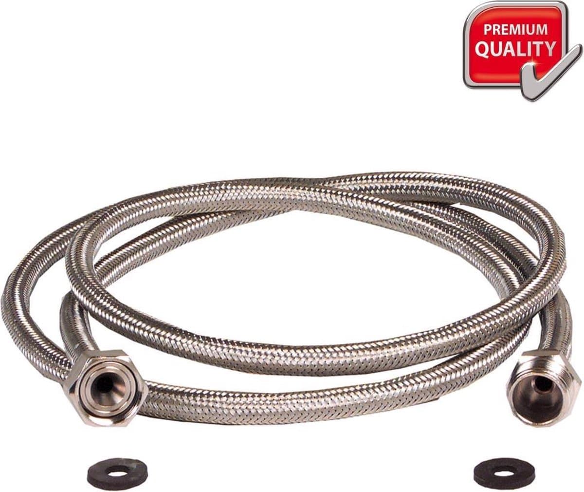 Scanpart gepantserde verlengslang 3 meter - Veilige verlenging van waterslang - Geschikt voor wasmachine vaatwasser boiler koffiezetapparaten ijsblokjesmachine side-by-side koelkasten - KTW-A en DVGW goedgekeurd - Gevlochten RVS - Universeel — afbeelding 1