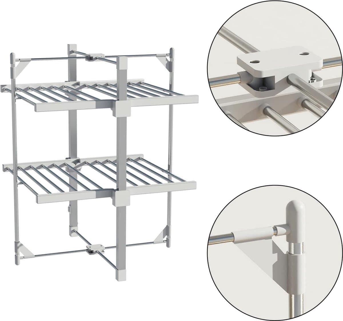 FurnStar - Droogrek K120 - Elektrische droogrek - Verwarmde Wasrek - Droogrek met Verwarming - 72 x 77 x 99 cm - Grijs — afbeelding 1