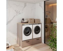 Wasmachine en droger ombouw - Met lade - Beige — afbeelding 1