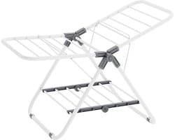 Roll over image to zoom in SONGMICS Tumble Dryer, Foldable Floor DryeSONGMICS Droger, Opvouwbare Vloerdroger met 2 Vleugels, Ruimtebesparend Metaal voor Kleine Kleding, Handdoeken, Badkamer, Balkon, 44 x 101 x 54 cm, Witte Wolk LLR504W01