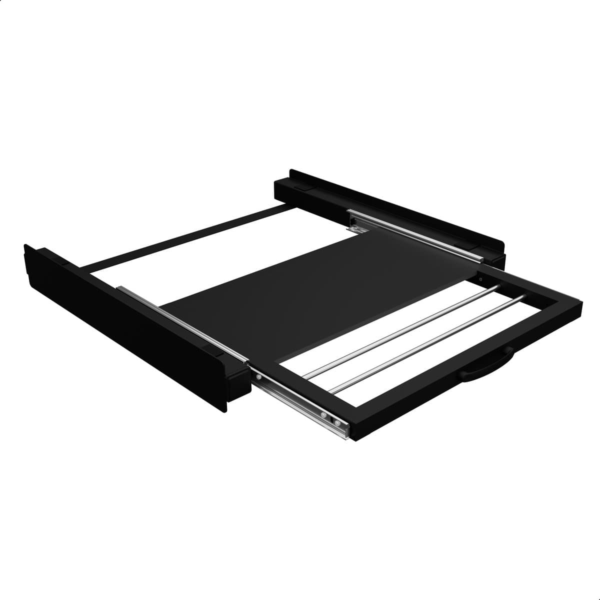 Bodo® Stapelkit - Tussenstuk met Handdoekhouder en Plank - Wasmachine en Droger - Zwart — afbeelding 1