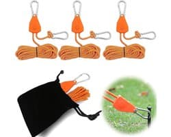4-delige ratelkabel, 4 m, verstelbare kabelratel met haken, touwratelriem, reflecterende scheerlijnen met kabelspanner voor tent, tentzeil, zonnezeil, waslijn