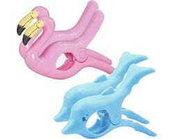 Strandlaken clips - 4 stuks plastic haringen voor strandlaken - winddichte wasknijpers - dubbele dikte - Nieuwigheid dekbedclips - ligbedden, ligstoelen, zwembadstoelen - waslijn