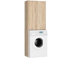 Badkamerkast voor Wasmachine FIN / Hoge Wasmachinekast met 2 Deuren / AKORD Furniture Factory / Sonoma Eik / 64 x 180 x 30 cm