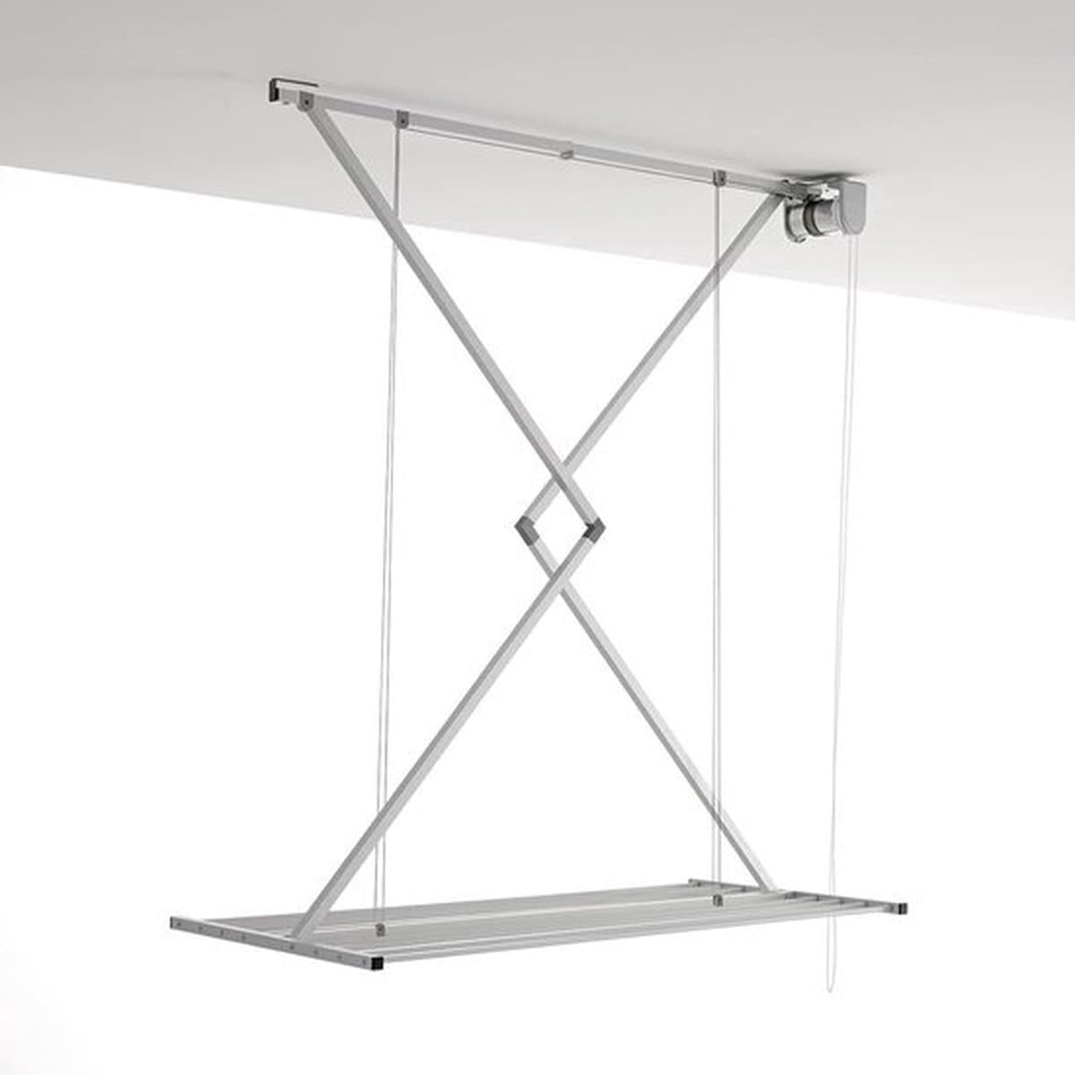 Ruimtebesparend inklapbaar droogrek aan plafond - Grijs 120 - Aluminiumconstructie — afbeelding 1