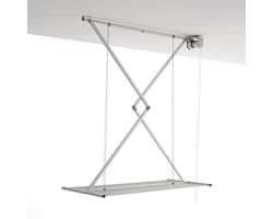 Ruimtebesparend inklapbaar droogrek aan plafond - Grijs 120 - Aluminiumconstructie