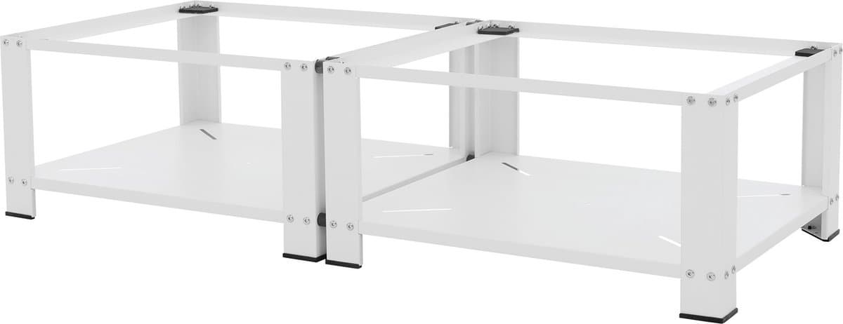 Wasmachine verhoger, Wasmachine Onderstel dubbele set 63x54x32 cm met planchet in wit ML design — afbeelding 1