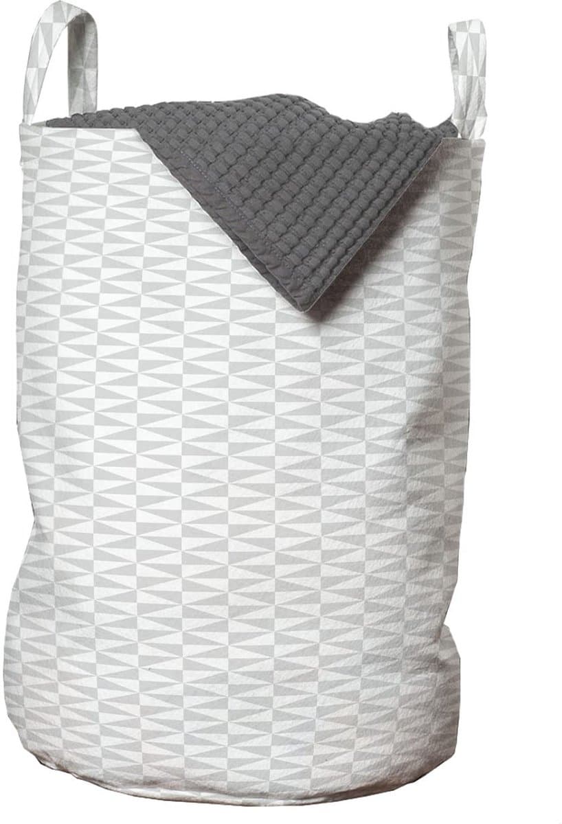 ABAKUHAUS Neutrale waszak, driehoekig, eenkleurig, wasmand met handgrepen, trekkoordsluiting voor wasserettes, 33 cm breed x 49 cm hoog, bleekgrijs — afbeelding 1